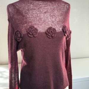 Elegant Mauve Sweater with Floral Accents